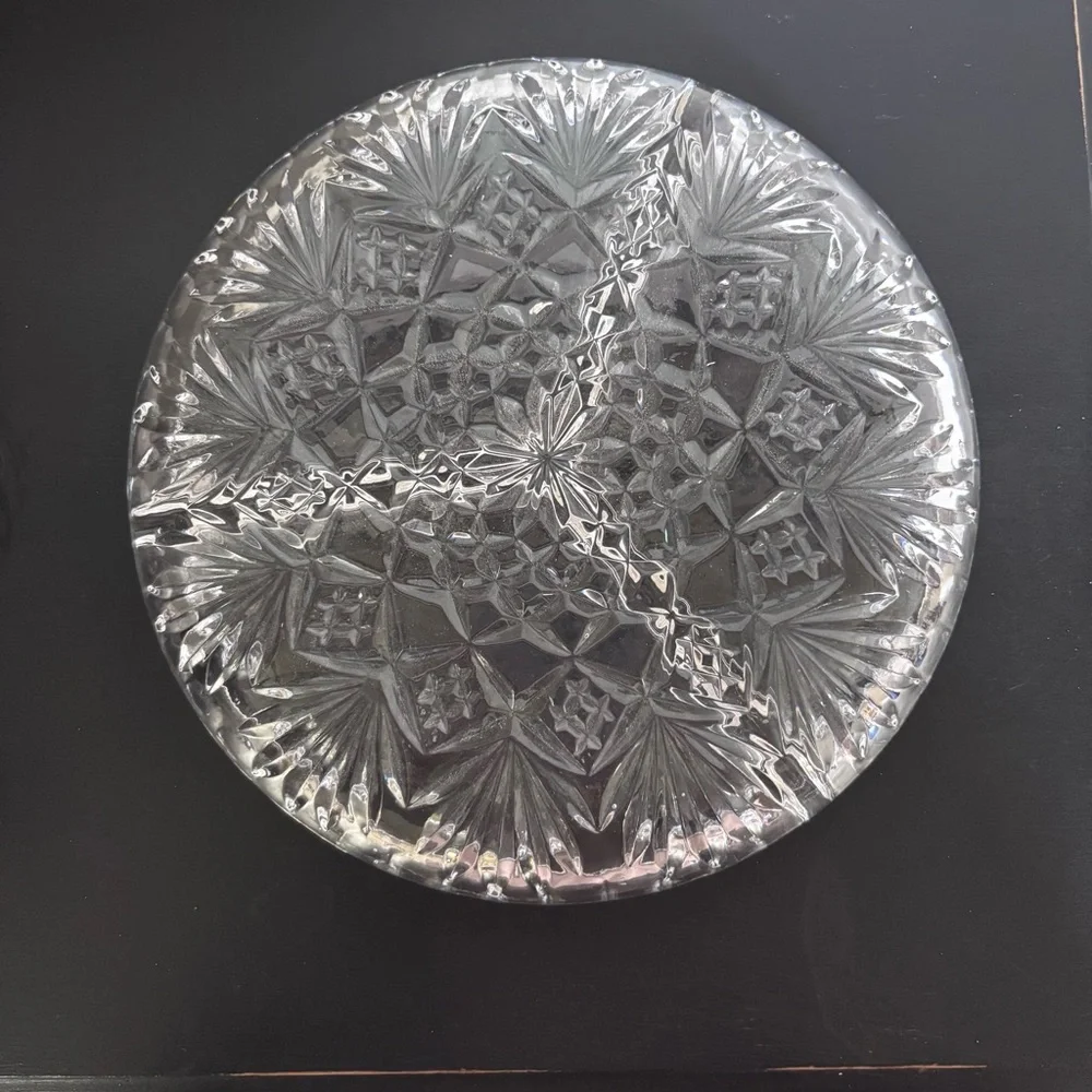 Vintage Crystal Divided‎ Serving Condiments Appetizer Candy Dish